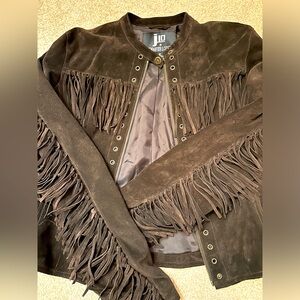 J Lo Fringe Suede Moto Jacket